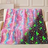 QSTEHEML Valentines Day Gifts for Girls,Unicorn Birthday Gifts for Kids Age 3-12 Years Old, Unicorns Toys Girls Presents for Grandkids, Teen,Glow in The Dark Unicorn Blanket Soft Throw 50"×60"