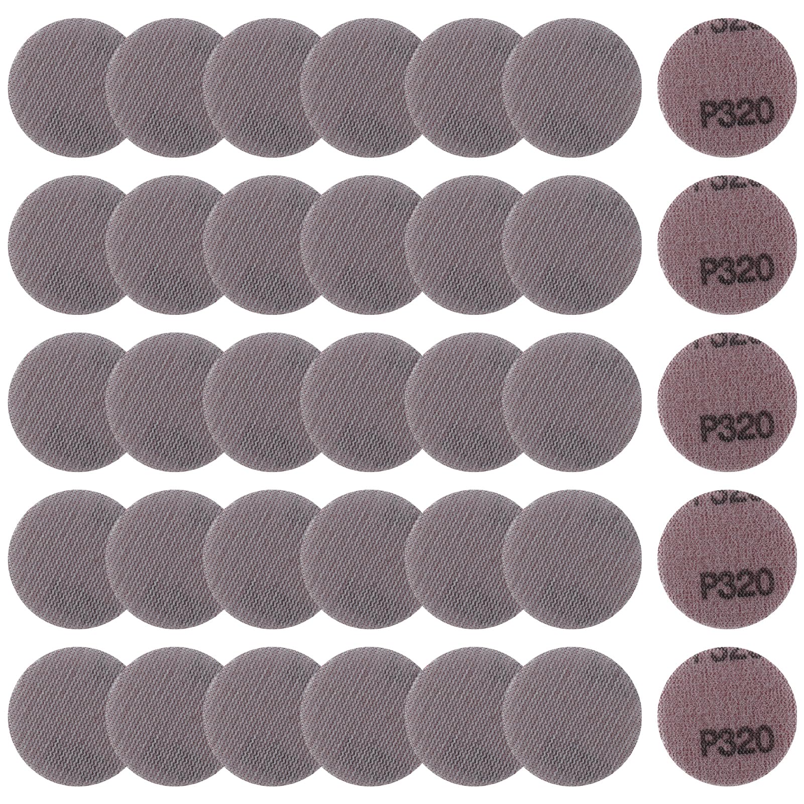 LEONTOOL 2 Inch Aluminium Oxide 320 Grit Mesh Abrasive Sandpaper Hook and Loop Sanding Discs, Pack of 35, Compatible with Power Sander, Random Orbital Sander
