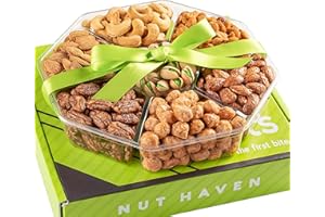 NUT HAVEN Thanksgiving Nuts Gift Basket - Assortment of Sweet & Roasted Salted Gourmet Nuts - Assorted Food Gift Box for Christmas, Holiday, Family, Sympathy, Men & Women.