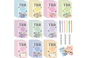 L1rabe TBR Scratch Off Cards Set - Back to School TBR Jar Bookish Accessories 120 Pastel Color Flower DIY Cards 240 Stickers 12 Pens, Reveal Next Book Reading Challenge for Readers Lovers Bookworm