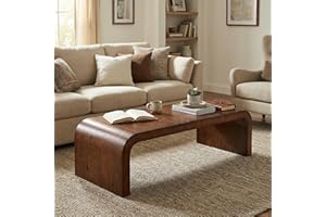 Christopher Knight Home Segde Modern Coffee Table, MDF Wood Coffee Table with Curved Edges, Wooden Center Table for Living Ro