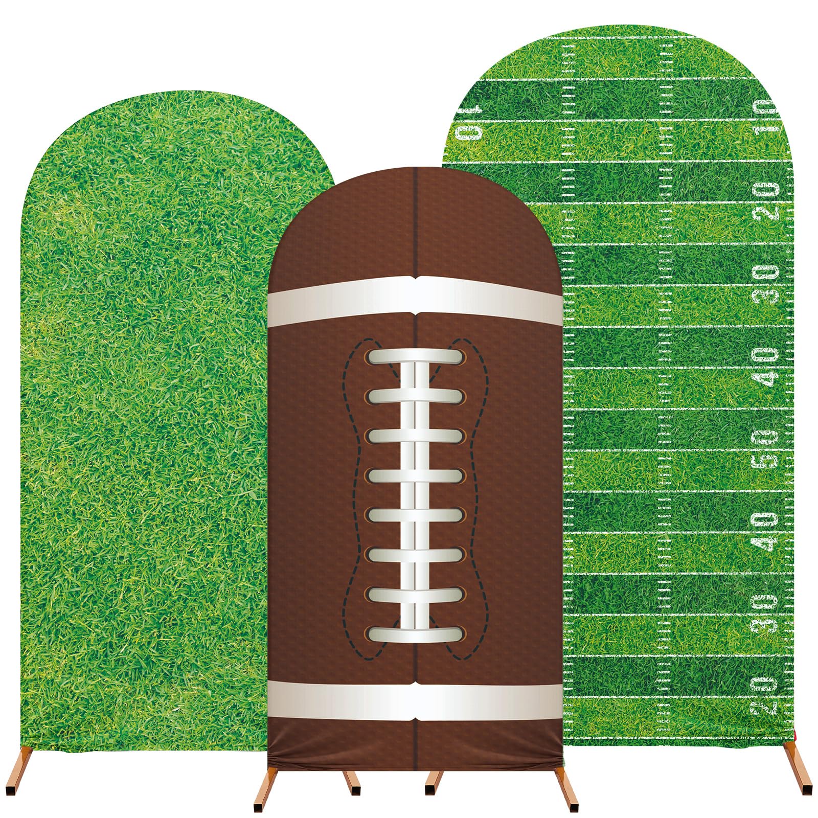Photo 1 of RimCereal Sport Arch Backdrop Cover Set of 3 Arch Covers Spandex Stretch Backdrop Stand Cover 4ft, 5ft, 6ft for Wedding Birthday Shower Ceremony Decoration(Football Theme)