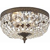 Crystorama 2 Light Hand Cut Crystal English Bronze Flush Mount