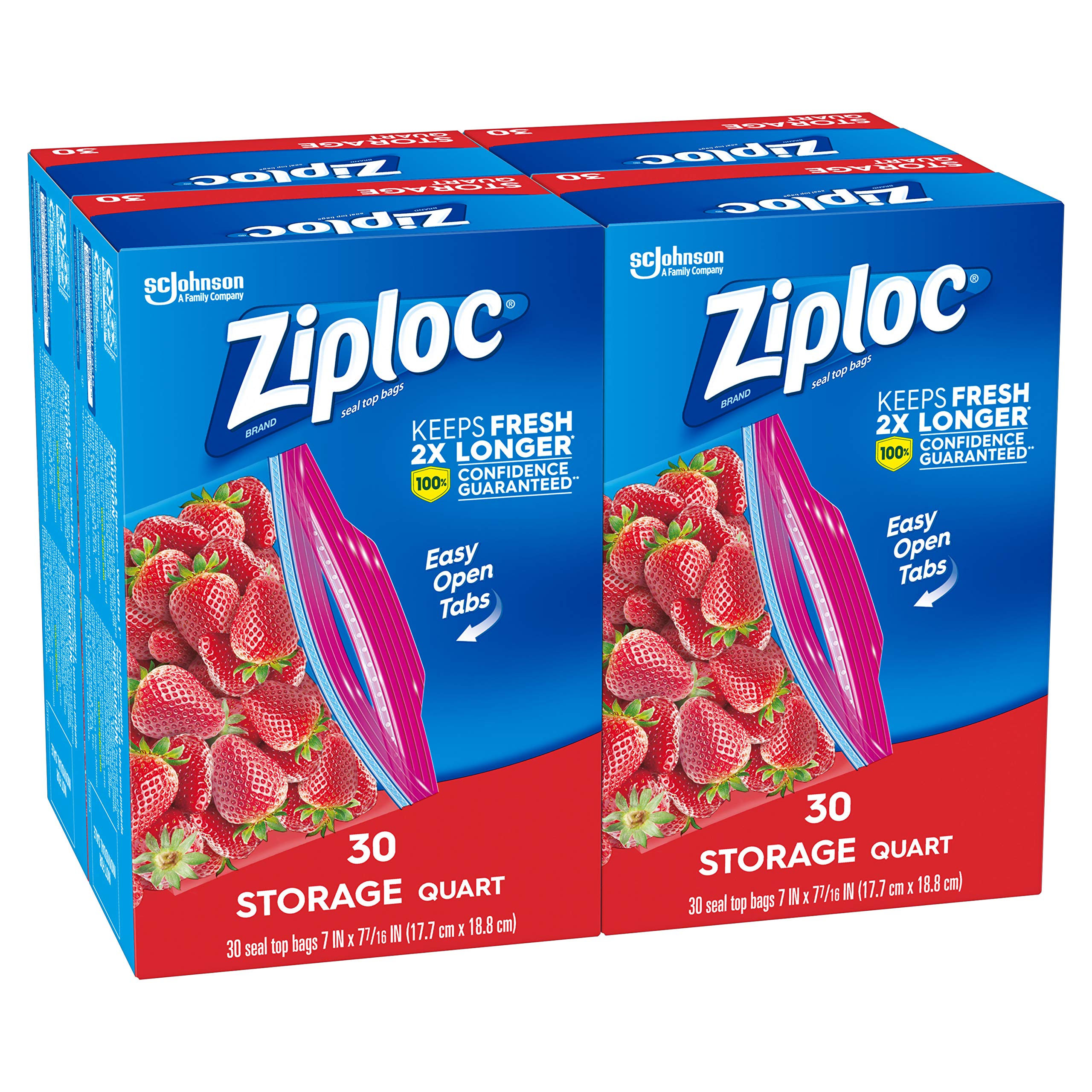 Ziploc Storage Bags, Quart, 4 Pack, 30 ct (120 Total Bags)