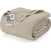 Utopia Bedding Khaki 100% Cotton Waffle Blanket 300 GSM [King - 90x108 Inch] Soft Lightweight Breathable Bed Blanket for All Season