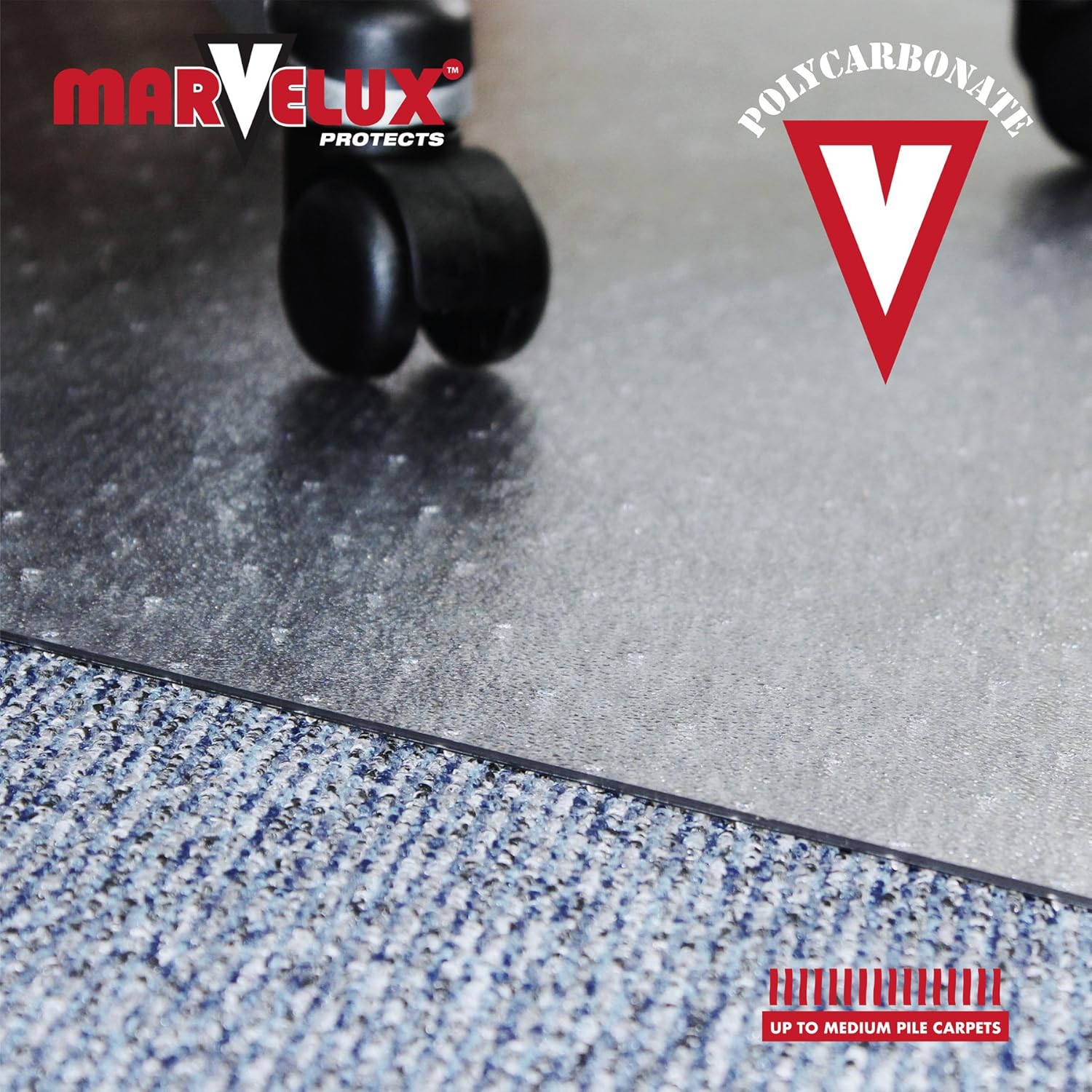 Marvelux 48" x 60" Heavy Duty Polycarbonate Office Chair Mat for Low, Standard and Medium Pile Carpeted Floors | Rectangular Transparent Carpet Protector | Multiple Sizes : Office Products