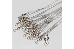 LAXYGO 50pcs Fishing Wire Leaders Heavy Duty Nylon-Coated Fishing Line Wire Leaders with Swivels and Snaps 6inch Black/Green/Silver