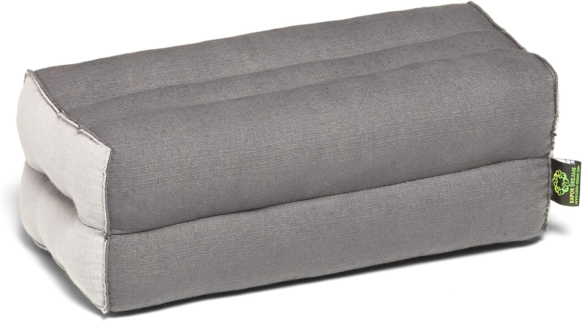 Kapok Dreams Meditation Cushion & Yoga Prop, 100% Kapok & Cotton, 14x6x4 in, (Light&Dark Gray).