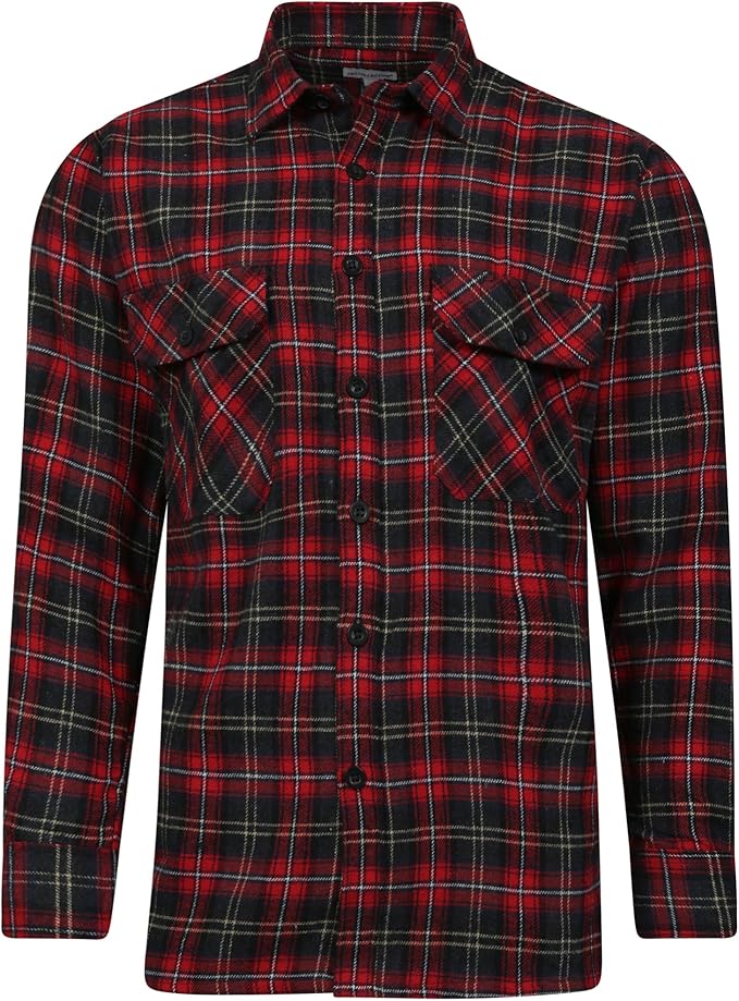 Mens Work Shirt Long Sleeve Flannel Brushed Cotton