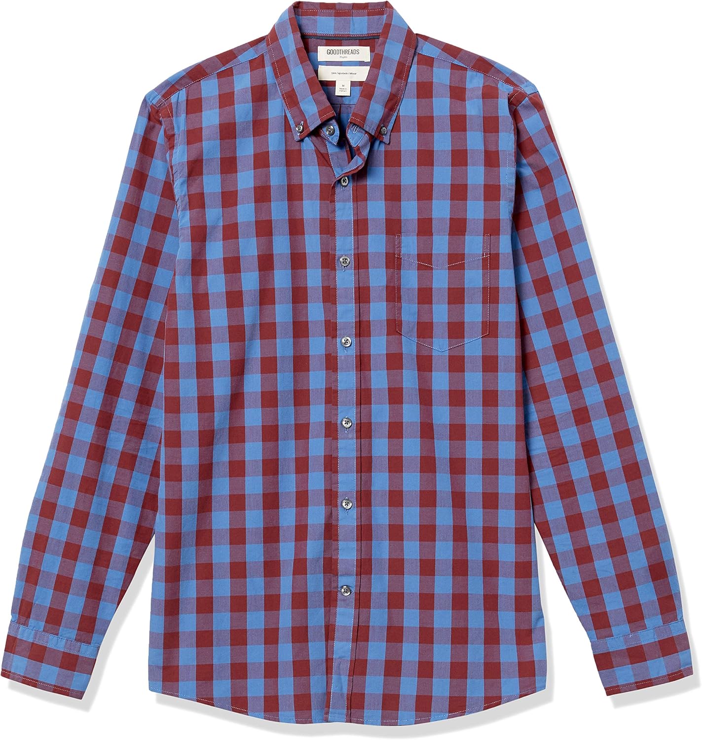 Amazon Brand - Goodthreads Men's Slim-Fit Long-Sleeve Gingham Shirt