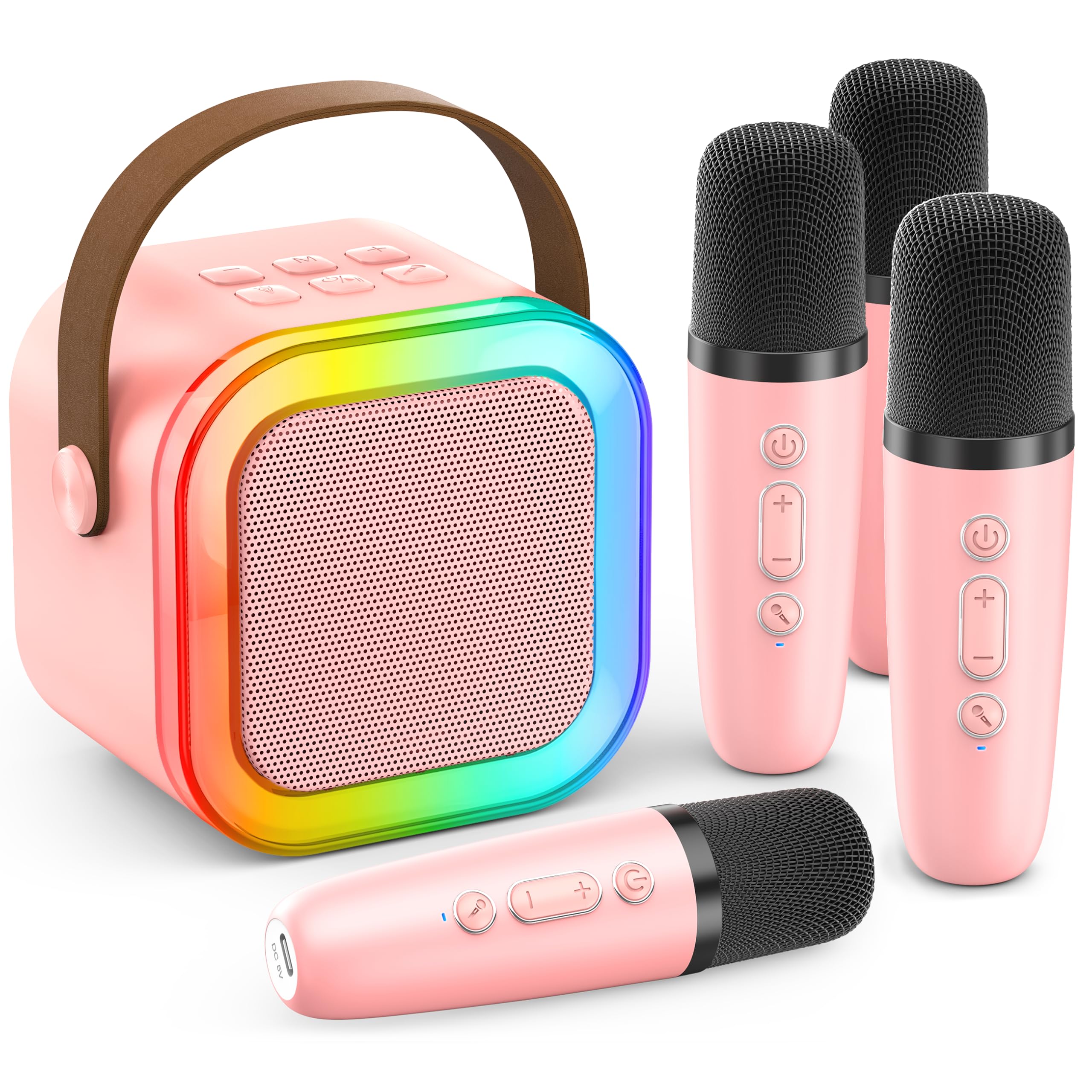 Mini Karaoke Machine for Kids Adults, Portable Karaoke Microphone Singing Speaker Bluetooth Karaoke Player with 4 Wireless Mic, Birthday Gifts for Girls Boys 4-12 Year Old, Home Party(Pink 4 Mics) Image Mini Karaoke Machine for Kids Adults, Portable Karaoke Microphone Singing Speaker Bluetooth Karaoke Player with 4 Wireless Mic, Birthday Gifts for Girls Boys 4-12 Year Old, Home Party(Pink 4 Mics) Image