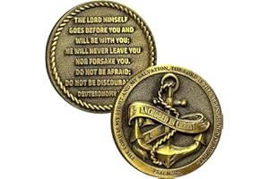 YAKIN SHOP Anchored in Christ Christian Challenge Coin The Lord is My Light and My Salvation Pocket Hug Token
