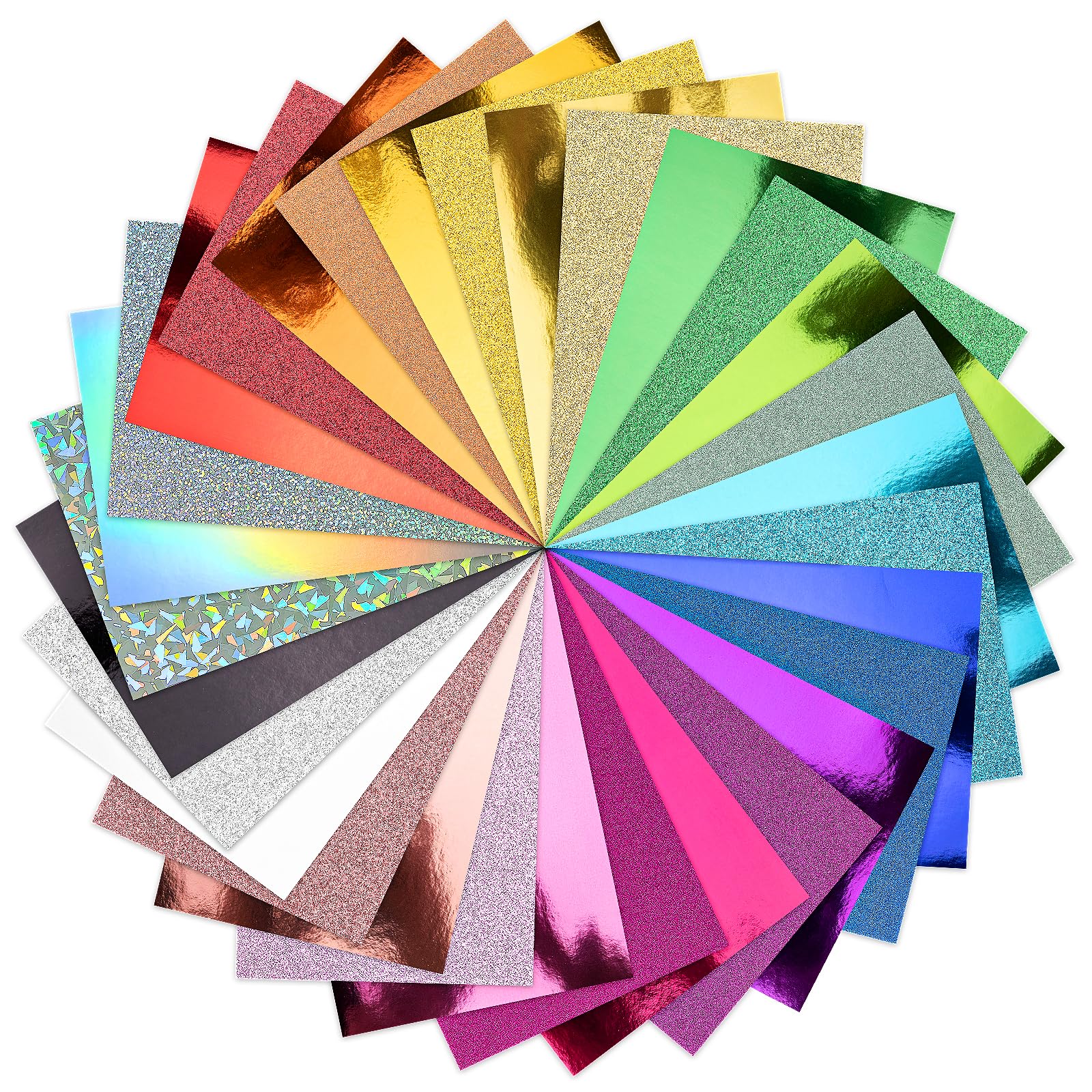 Photo 1 of 30 Pack Metallic Glitter Cardstock Paper Sheets, 6" x 8" Color Foil Mirror Shimmering Paper 250gsm/92lb For Arts and Crafts, Decorative, Weddings & Birthdays Invitations (Metallic+Glitter)