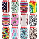 12 Pack Beer Can Coolers Sleeves Neoprene Drink Cooler Sleeves,for Standard 12 Ounce Cans Beer Coolers for Parties, Events or Gift (Classic collocation A)