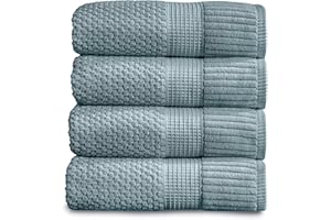 NY Loft 100% Cotton Bath Towel 4 Pack | Super Soft & Absorbent Quick-Dry Bath Towels 30" x 52" | Textured and Durable Cotton | Premium Thick Towels | 4 Pack Bath Towel - Stormy Sea