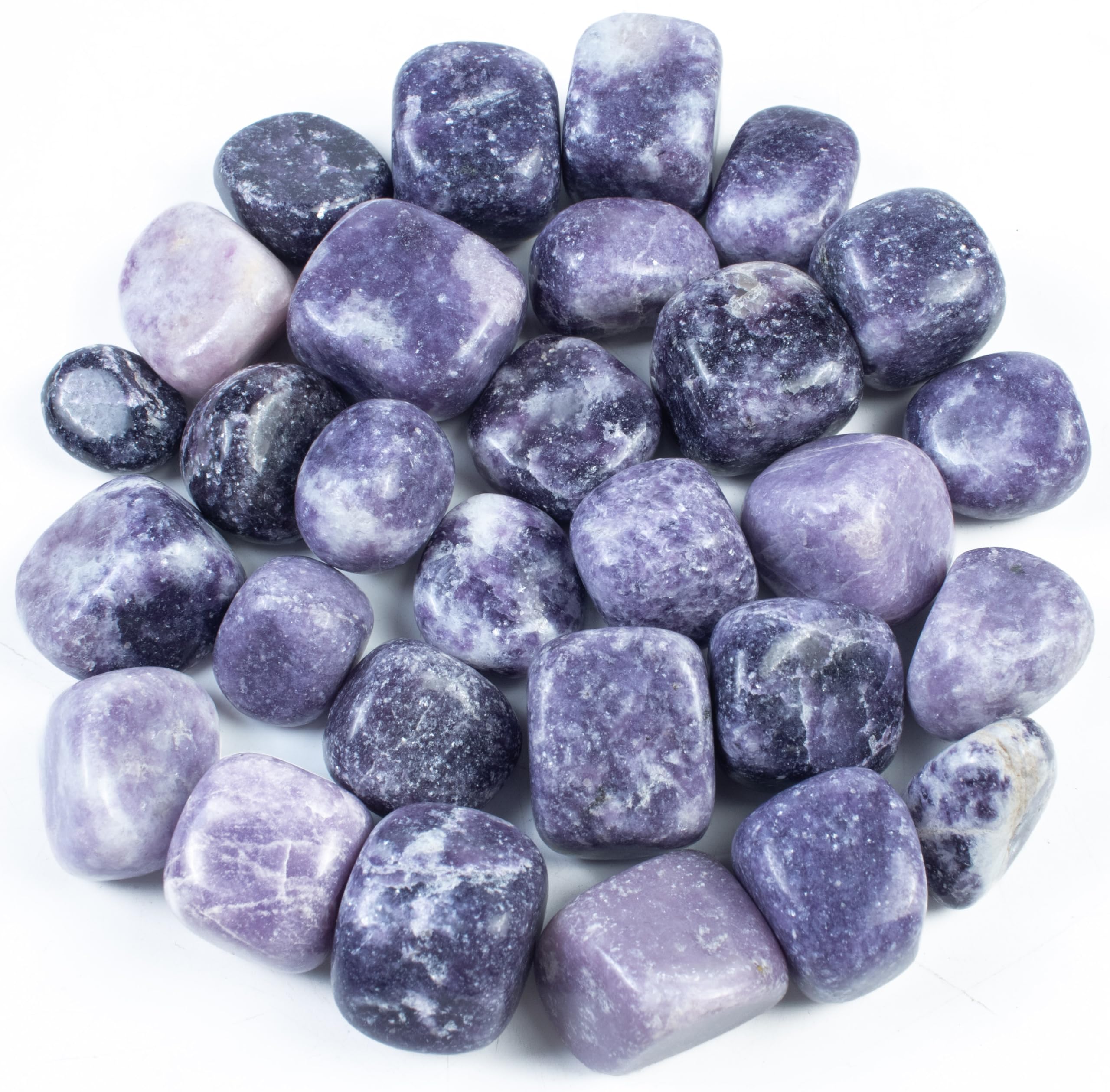Crocon® 1LB Lepidolite Tumbled Stones and Crystals bulk 2000+ Carats - Polished Stones - Rock Collection - vase Filler tumbles - Crystals Healing Reiki - Gemstone Gifts - Fountain tumbles | 20-25 mm