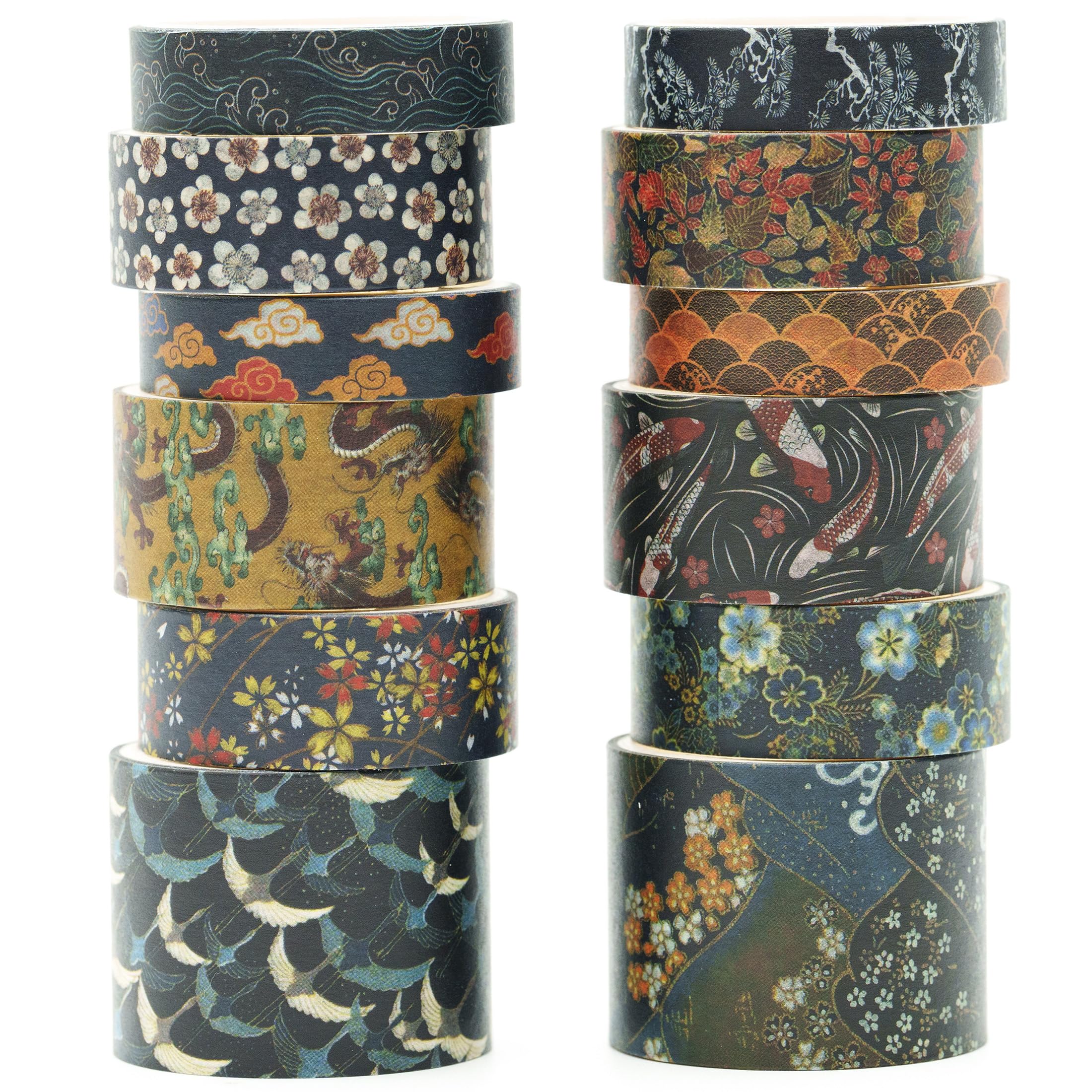 Photo 1 of Songdao 12 Rolls Kyoto Charm Washi Tape Set Japanese Arts Adhesive Tapes Geometric Garden Decorative Masking Tape Sets for Craft, Kids, Scrapbook, DIY, Gift Wrapping (Cerulean Showa)