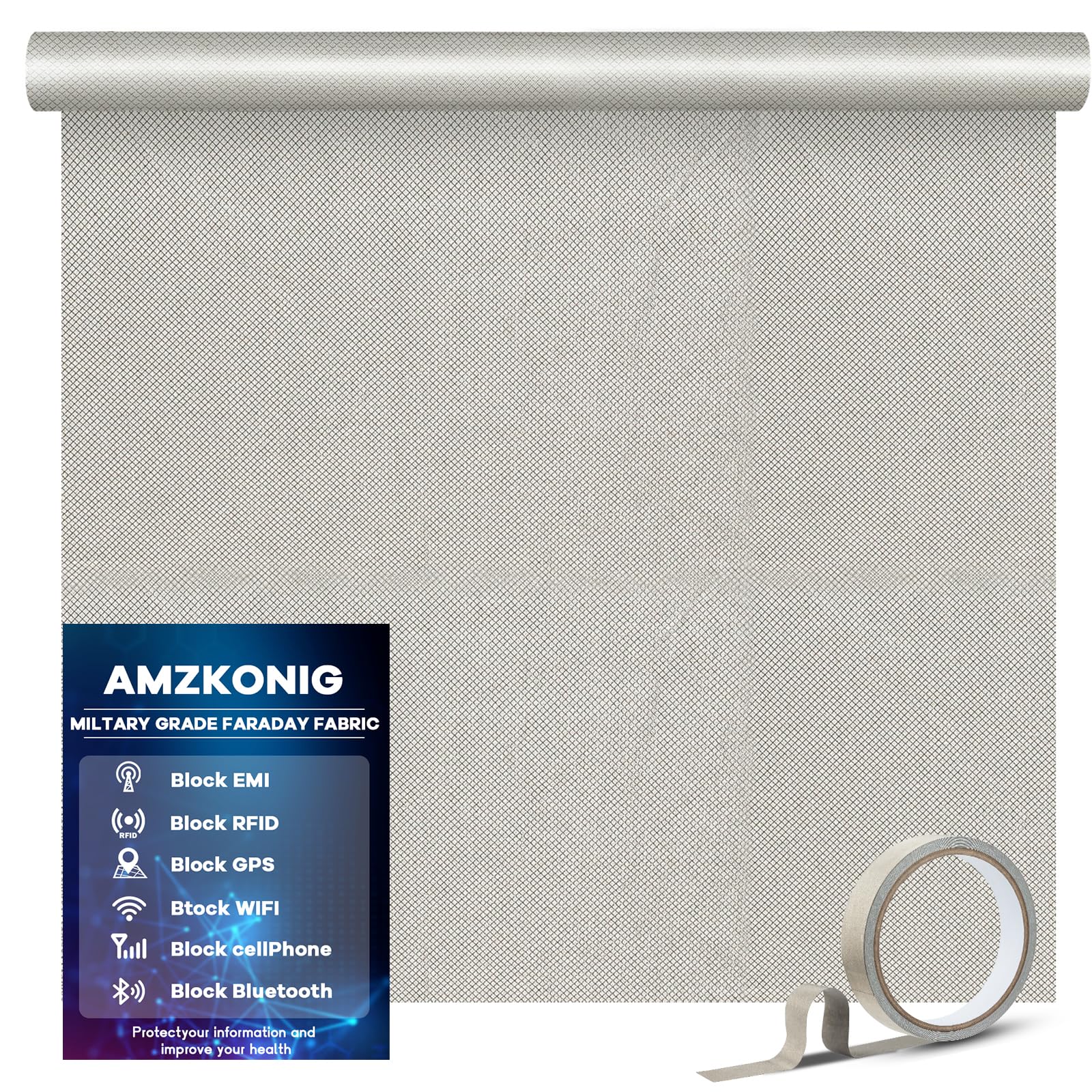 Photo 1 of Faraday Fabric 43” x 118”, Military Grade Blocking Cloth Shielding, Conductive Material Cover for WiFi, Cell, Bluetooth, RFID, EMP Protection with Faraday Tape