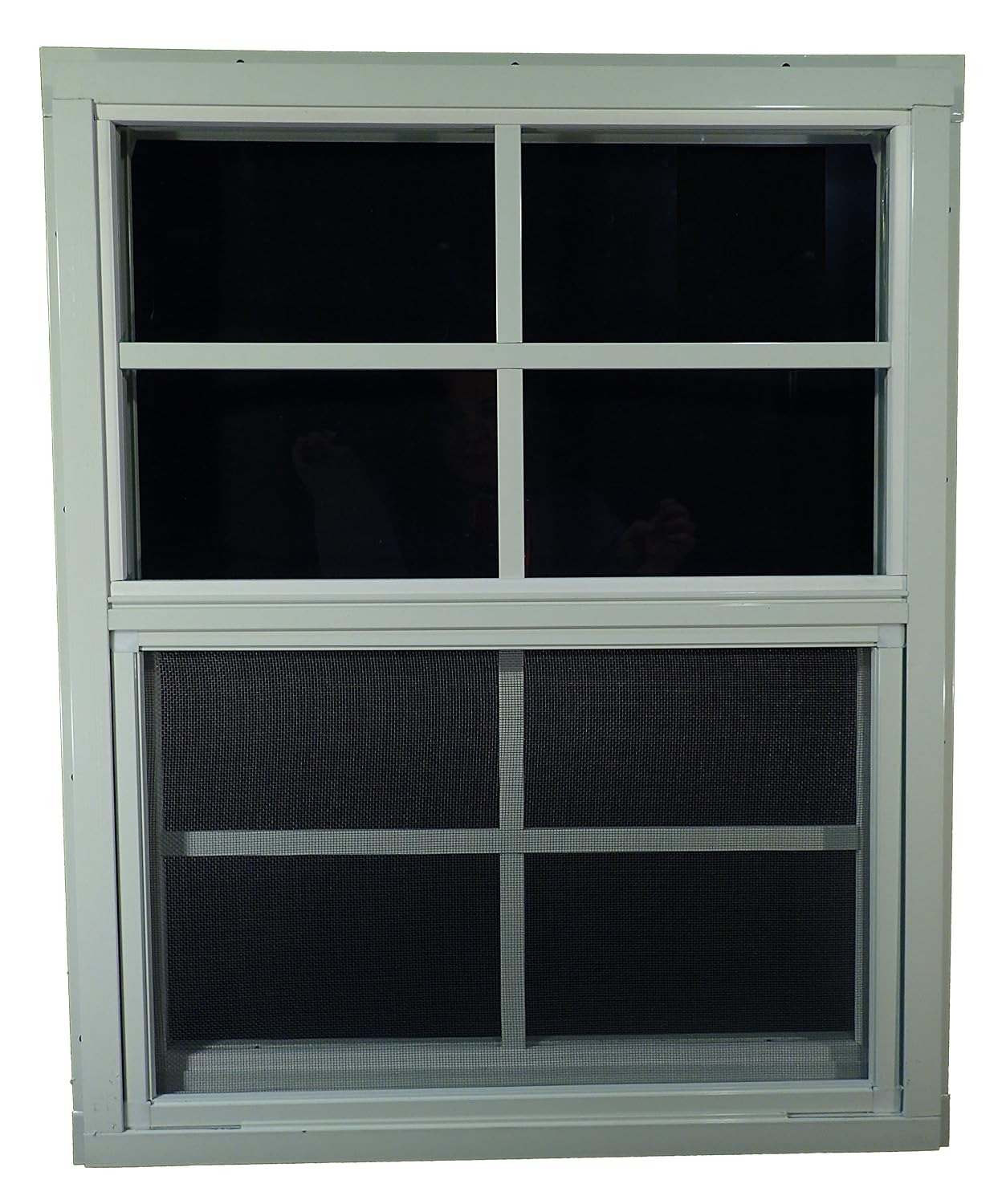 2-Pack White J-Lap Sliding Shed Windows – 18\"W X 23\"H, Aluminum Frame, Tempered Glass, Screened Ventilation