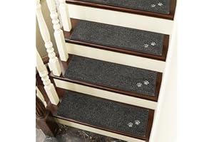 BEQHAUSE Stair Treads for Wooden Steps 28inX9in, Non Slip Carpet Stair Treads Indoor Stair Runners Machine Washable, Soft Stair Rugs Mat Surface Polyester TPE Backing, 15pcs, Charcoal