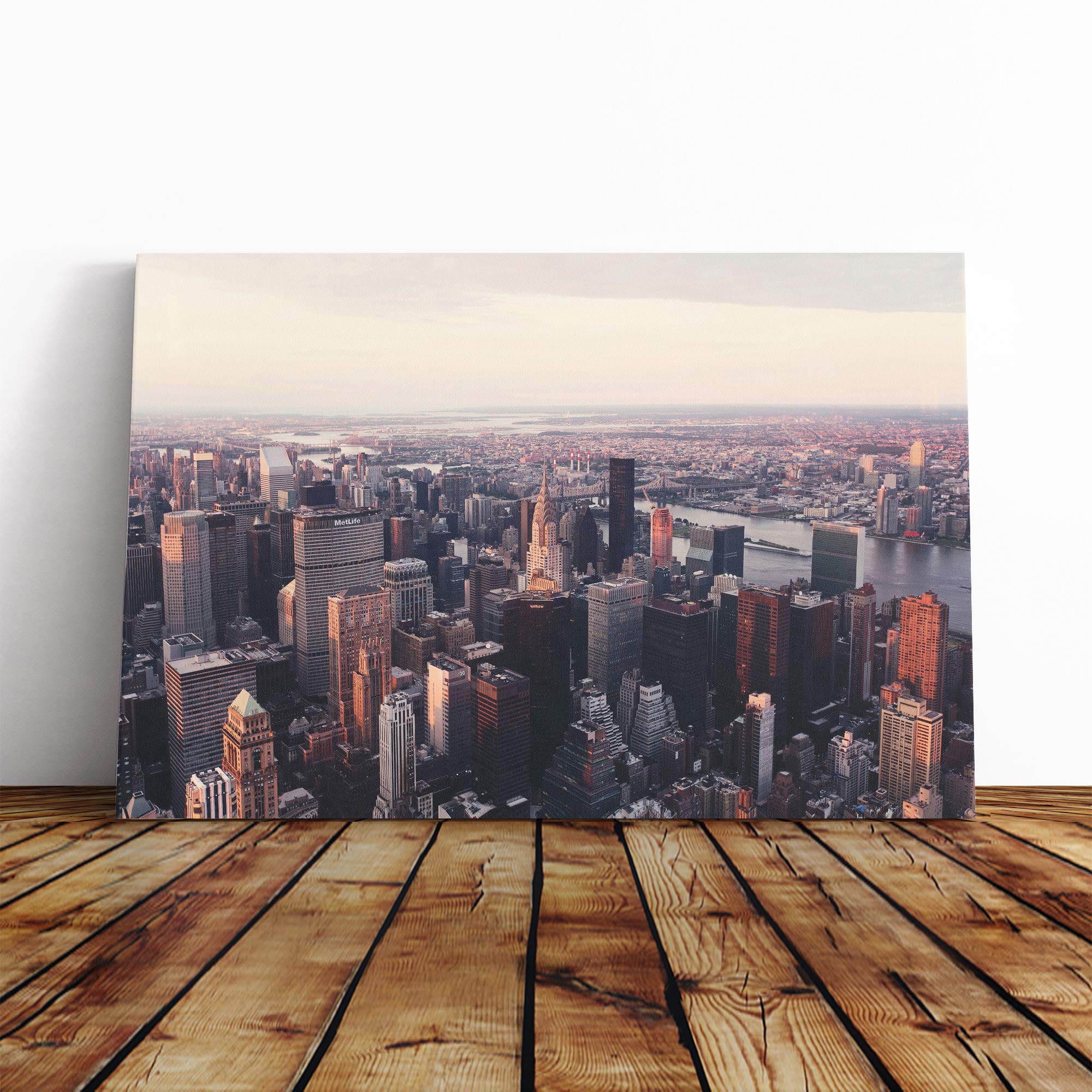 New York City Skyline USA (10) Canvas Print | Gallery Wrapped 30mm Frame Wall Art | 20x14 inches | Ready to Hang | Modern Cityscape Picture | Living Room Bedroom Lounge Office