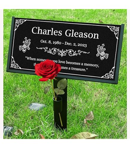 Plaque Commémorative Personnalisable Avec Photo - Pierre Souvenir Défunt 20x20cm - Pour Extérieur Et Intérieur