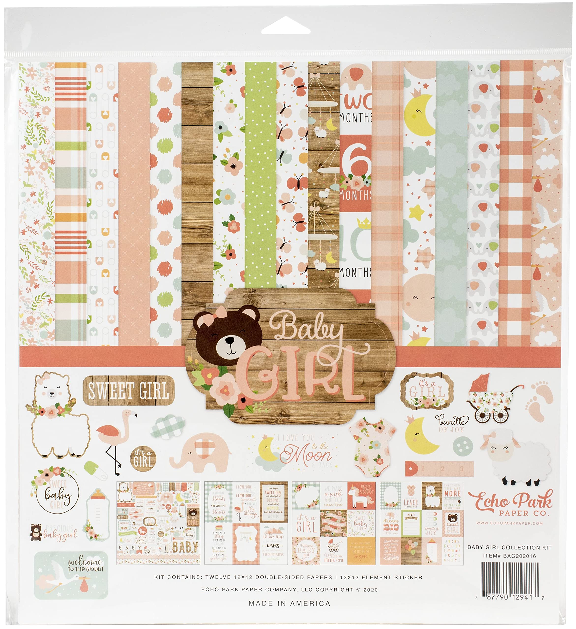 Echo Park Paper Company Baby Girl Collection 12X12 KIT, Pink, Yellow, Green,Blue, One Size