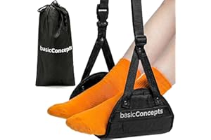 BASIC CONCEPTS Airplane Foot Hammock for Plane Travel Essentials - Airplane Travel Essentials, Long Flight Foot Rest - Plane Gadgets