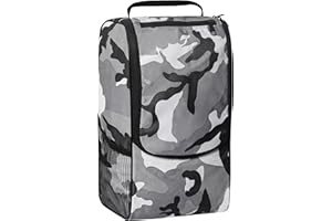 NORTH SKIN Travel Shoe Bag with Zipper Pocket Water Resistant Golf Sports Boot Bag Carry Strap Handle (Golf Shoe Bag, Urban Camo)
