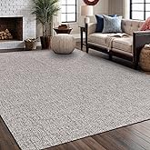 Easy Jute Rug 8x10 Indoor Outdoor Natural Rugs Solid Fiber Rug Woven Area Rug Boho Easy Clean Inside Carpet for Living Room Bedroom Dining Room Hallway or Outdoor Patio Porch (8 X 10 Silver)