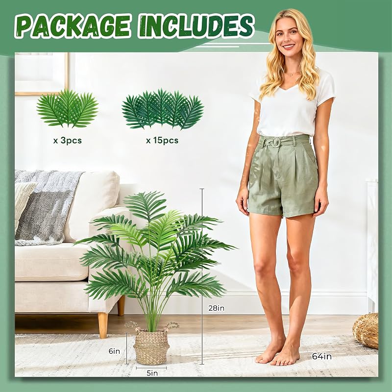 Plantes Artificielles Interieur Palmier en Pot,71cm Fausse Plante Idéal pour la Décoration de Salon, Chambre, Bureau et Jardin（1 Pot） — photo 3 sur 8