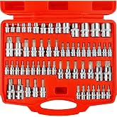 WETT Master Torx Bit Socket and External Torx Socket Set, 60-Piece 1/4", 3/8", 1/2" Drive E-Torx Sockets (E4-E24, T6-T70, TT6-TT70, TP8-TP60), S2 and CR-V Steel