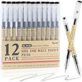 RIANCY Japanese Style Black Gel Ink Pens 12 Pcs 0.35mm Japanese Stationery | Extra Fine Point Tip, No Smudge Quick Drying for Journal Planners Thin Notebook Paper Writing Drawing Office School Supplies