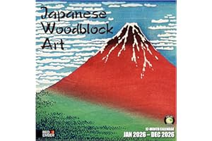 RED EMBER Japanese Woodblock Art 2026 Wall Calendar 12 Month | 12" x 24" Open | Thick & Sturdy Paper | Holiday Gift | Art Calendar 2026