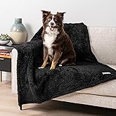 PetAmi Fluffy Waterproof Dog Blanket for Medium Large Dogs, Soft Warm Pet Sherpa Throw Pee Proof Couch Cover, Reversible Cat Bed Blanket Sofa Protector, Plush Washable Pad (Black, 40x60)
