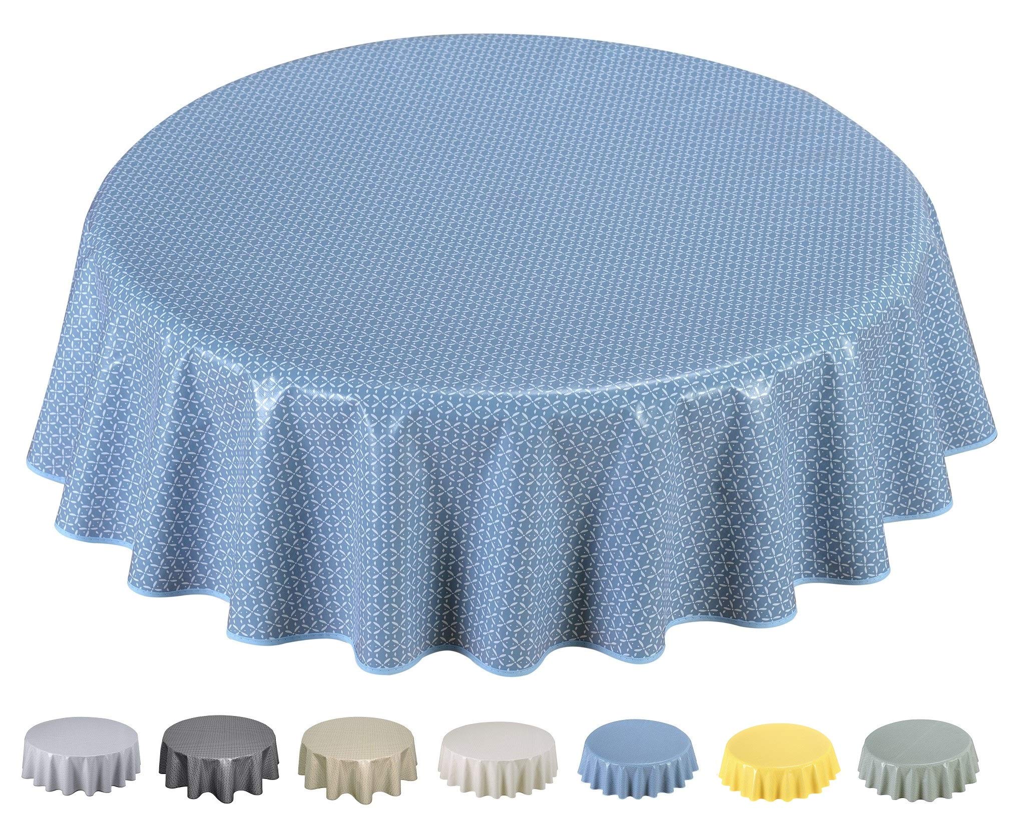 Home Direct Extra Wide Oilcloth PVC Wipe Clean Tablecloth (Round 160cm, Blue grey)