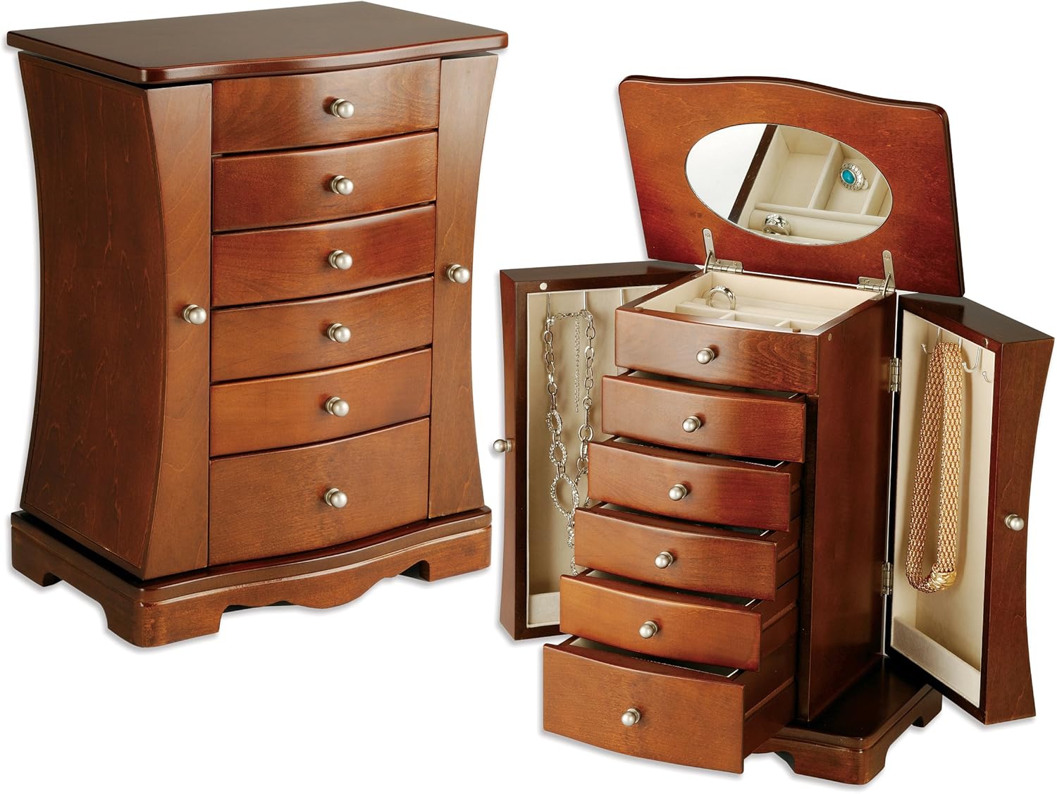 Seya tall walnut jewelry box with necklace sides Amazon.co.uk Kitchen