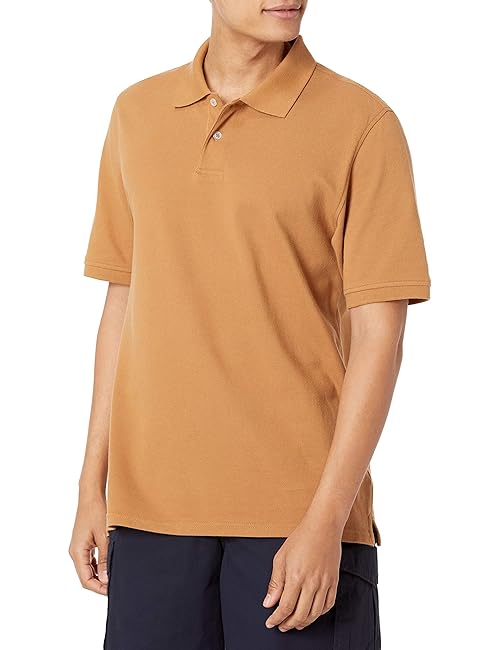 Amazon Essentials Men's Regular-Fit Cotton Pique Polo Shirt (Available in Big & Tall), Tan, Small