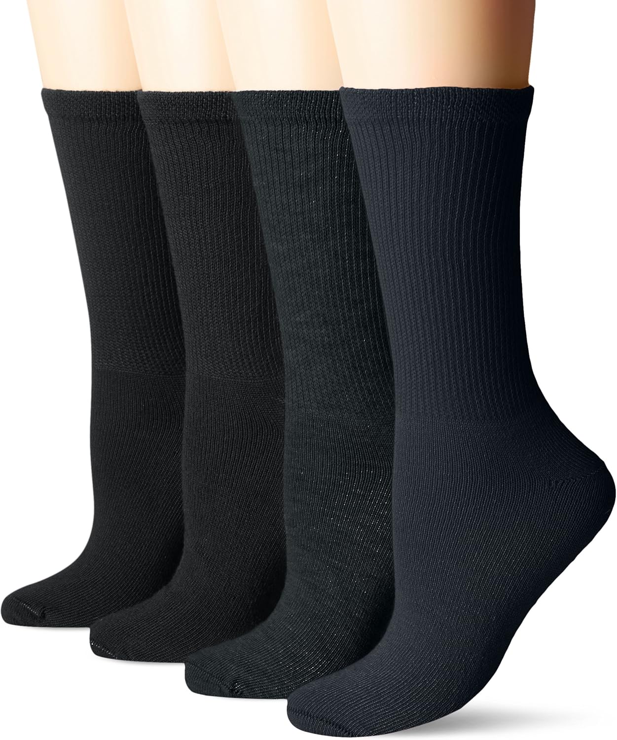 Dr. Scholl's Women's Guaranteed Comfort Diabetic and Circulatory crew 4 Pack Socks ,Black, 4-10: Clothing