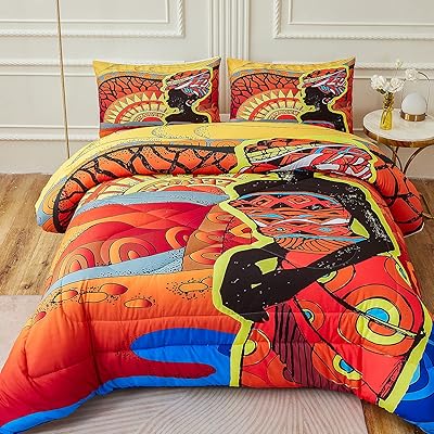Buy Namoxpa African Women Bedding Comforter Sets African Landscape Southern Landscape With Beautiful Black Woman Decorative 3 Piece Bedding Set With 2 Pillow Shams Twin Size Online In Indonesia B08zyvg59b