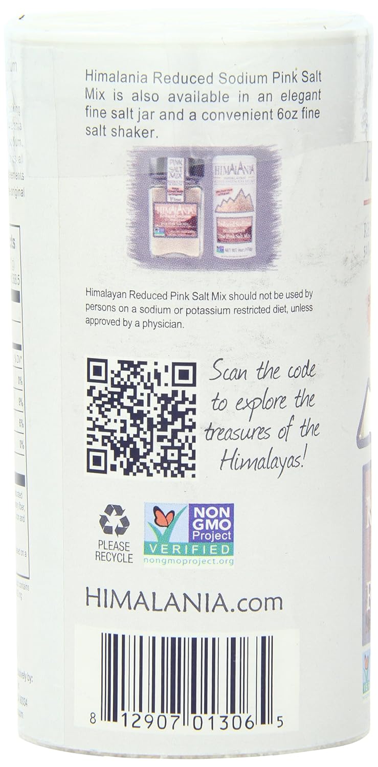 Natierra Himalania Reduced Sodium Himalayan Fine Pink Salt Mix Shaker | Unrefined & Non-GMO | 13 Ounce : Flavored Salts : Grocery & Gourmet Food