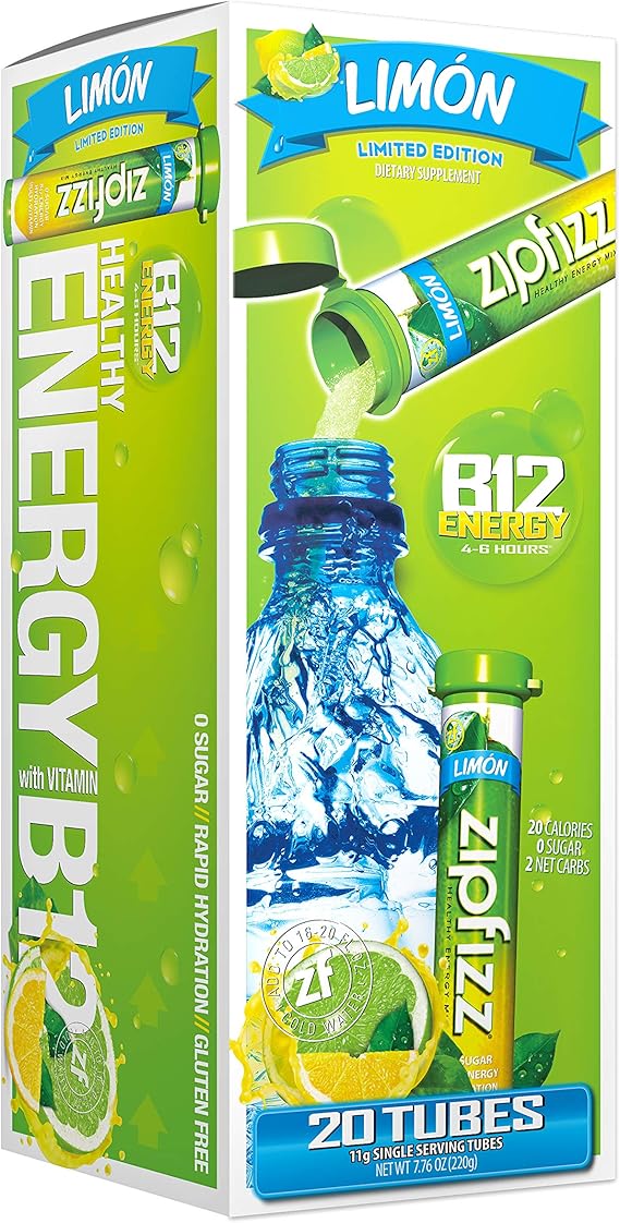 Zipfizz Healthy Energy Drink Mix, Limon 20 Count Limited Edition