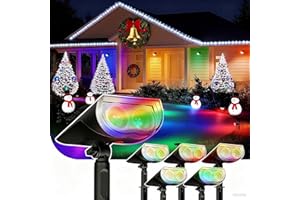 Linkind Christmas Solar Lights Outdoor StarRayS, Christmas Decorations Color Changing Solar Spot Lights, IP67 Waterproof for Landscape Garden Pathway Walkway (Multicolor, 6 Pack)