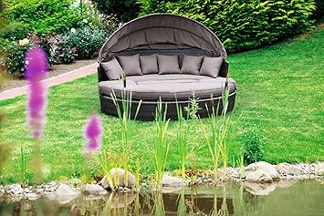 Relaxinsel RIVA 5-teilig, Aluminium + Polyrattan duneklbraun, mit Polstern