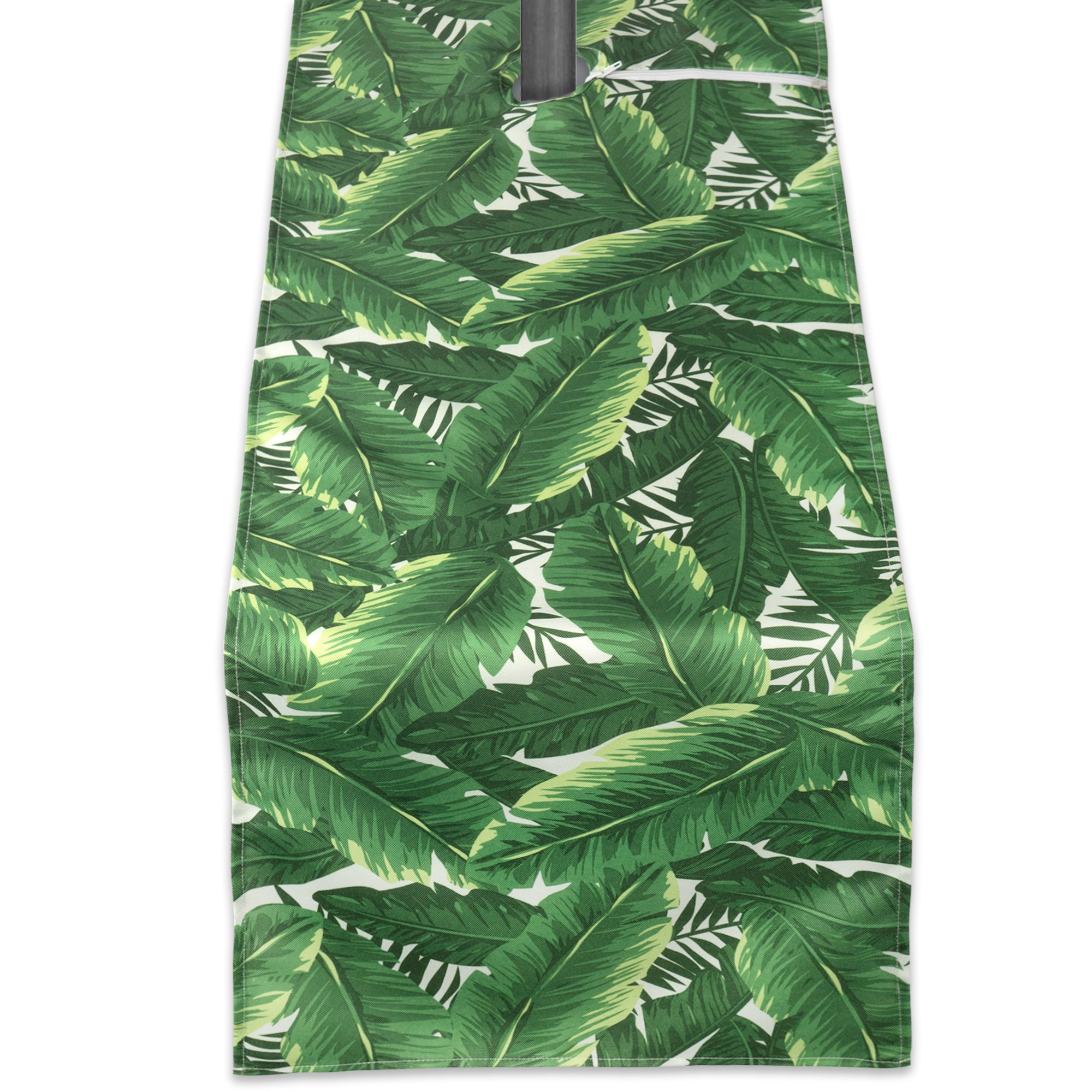 DII 100% Polyester Table Runner, Spilll Proof and Waterproof for Outdoor or Indoor Use, Machine Washable With Zipper & Umbrella Hole, (14x108) Banana Leaf