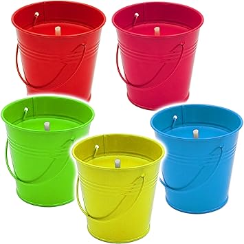 alles-meine.de GmbH 5 Stück _ große XL - Citronella Kerzen im Metall Eimer - Anti - Mücken _ Aroma Duftkerze - Zitronen Duft 