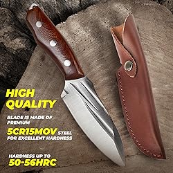 AOSILEY Pocket Fixed Blade Knife with Wood Handle