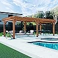 Backyard Discovery Beaumont 24' x 12' Traditional Cedar Wood Pergola Kit with Trellis Roof, All-Season Durability, High-Wind Rating, PowerPort, Shade for Outdoor Patio, Deck, Garden, and Entertaining