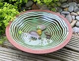Wildlife World Echoes Ceramic Bird Bath and Drinker Green view 4