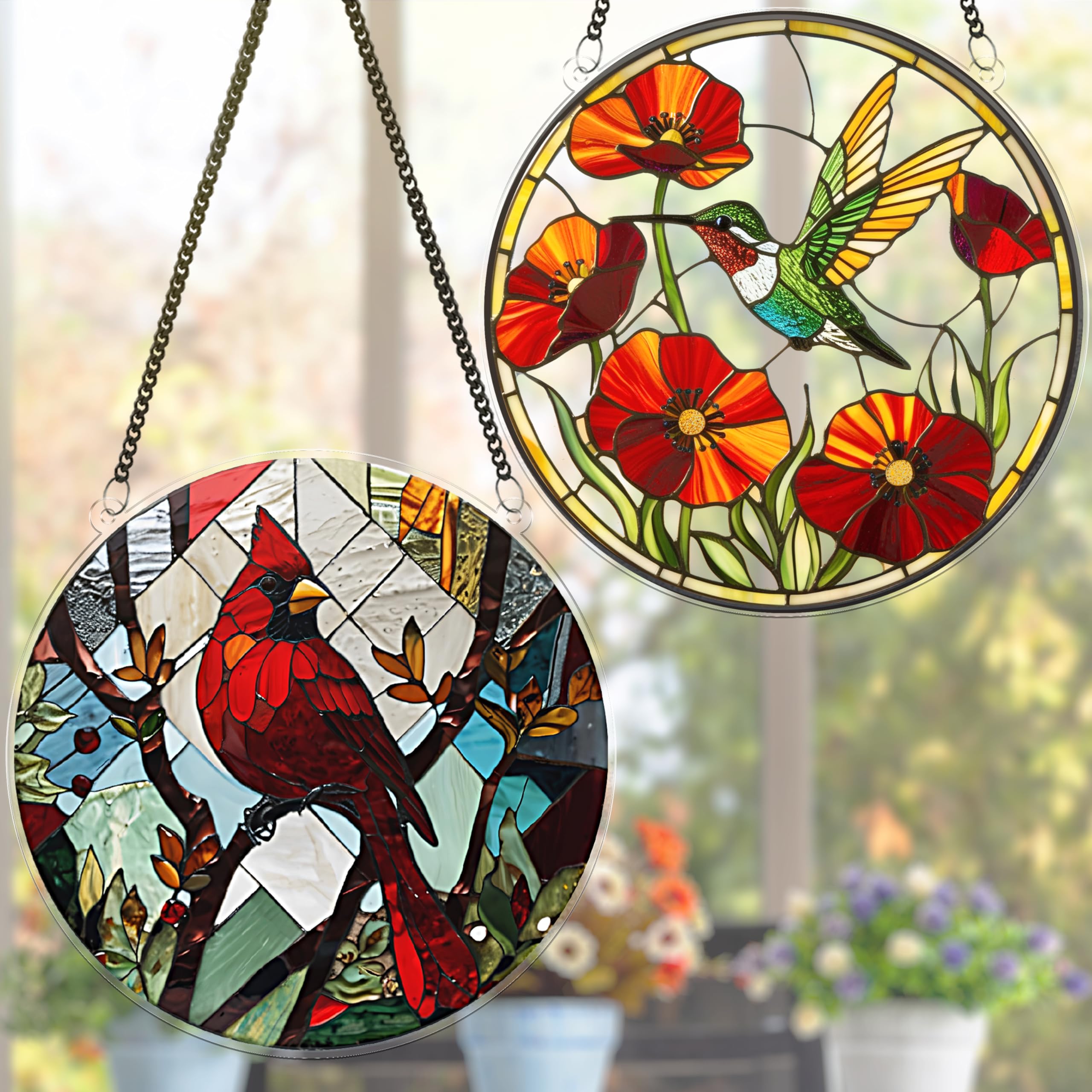 Photo 1 of 2 Hummingbird Cardinal Acrylic Suncatcher, Art Decor for Home, Suncatcher for Window Hanging, Indoor, Garden, Housewarming, Gift for Mom, Grandma, Women, Friend, Bird Lovers SCB-A6-B1